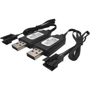 SM-4P USB Charger for 7.4V Li-ion Battery,Compatible with RC Car/Boat/Gel Blaster USB Charging Cable - 2Pack