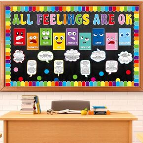 Mental Health Bulletin Board Decorations Set All Feelings are Ok Classroom Decor Back to School Wall Decor Emotion Inspirational Cutouts for Kid Teacher School Counselor Therapy Calm Corner Supplies