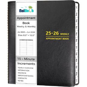 2026 Appointment Book - January - December 2026, Appointment Planner with Weekly ＆ Monthly Spread, 8.5'' x 10.5'', Large, 15 Minute Increments, 2026 Daily Planner with Pockets, Tabs, Soft Cover
