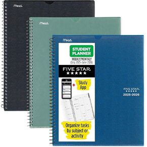 2025-2026 Five Star Five Star Customizable 8.5" x 11" Academic Year Weekly & Monthly Planner, Plastic Cover, Assorted Colors (CAW651-00-26)