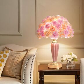 Chic White Feather Lamp Creative Furry Table Lamp Modern Feather Desk Lights Romantic Princess Bedside Nightstand Light for Teen Girls Bedroom Decoration Living Room Wedding Kids Room