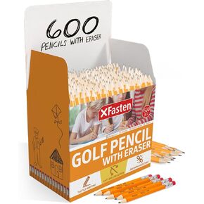 XFasten Golf Pencils with Erasers Bulk 600-Pack 3.5" #2 HB Presharpened Mini Pencils Bulk, Hexagonal Small Pencils for Kids, Half Pencils with Eraser, Golf Pencils Bulk Short Pencils with Erasers
