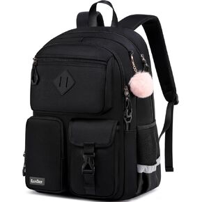 School Backpack for Teen Girls, Cute College Backpacks for Women Kids Students Bookbag 15.6 Inch Laptop Bag Middle School Back Pack, Black
