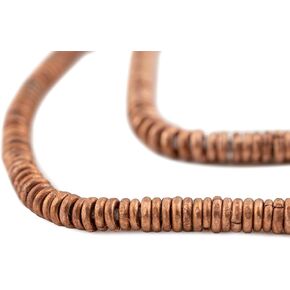 Kenya Copper Heishi Beads - Full Strand of 3mm African Metal Disk Spacers - The Bead Chest