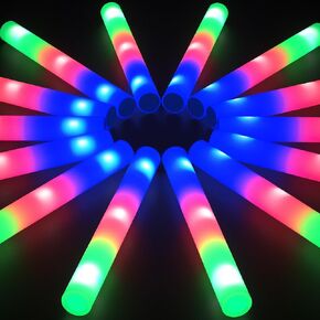32 Pcs Foam Glow Sticks Bulk Party Pack, L16" Big Led Light Up Foam Sticks with 3 Flashing Effect, Glow in The Dark Party Supplies Favors for Wedding, Adults/Kids Birthday, Disco Dance Floor, DJ