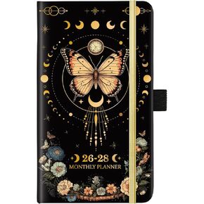 2026-2028 Pocket Planner/Calendar - 3 Year Monthly Planner 2025-2028, January 2026 - December 2028(36 Months), 6.3" x 3.8", Monthly Planner with Inner Pocket and 61 Notes Pages - Butterfly
