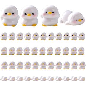 48 Miniature Penguin Figurines - Cute Ocean Animal Models for Fairy Garden, Cake Topper, Micro Landscape Decor (Grey)