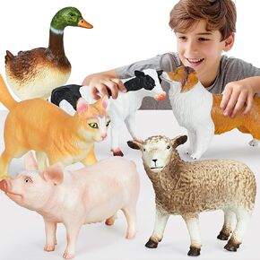 6 Pack Soft Jumbo Farm Animal Toys,Big Realistic Animals Farm Figures for Kids Toddlers Boys Girls 1 2 3 4 5Year Old,Christmas Brithday Gift