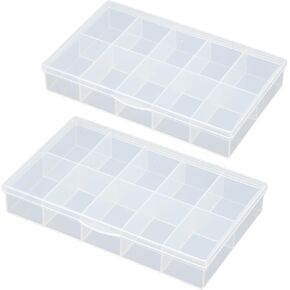 2 Pack Transparent Plastic Bead Organizers, 5 Grids, Craft Organizers and Storage, Art DIY, Jewelry Storage, Fishing Tackles, Size 5.51 x 3.54 x 1.38 in