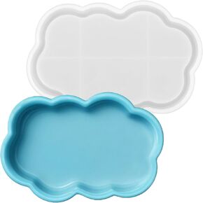 Cloud Shape Silicone Molds for Epoxy Resin, 1PCS Cloud Tray Mold for DIY Jewelry Holder, Vanity Tray, Candle Holder, Home Decor, 8.8in x 5.7in