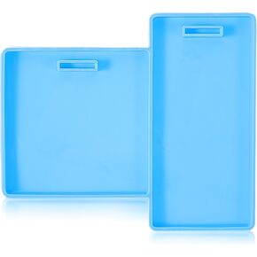 Rectangle Resin Mold, Silicone ID Badge Card Holder Molds Flexible Square Rectangle Molds with Hole for DIY Crafts, Keychains, Jewelry Making, Resin Badges, Charms Chocolate Decor​