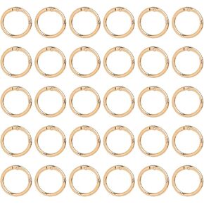 Framendino, 30 Pack Gold Trigger Spring O Rings 1 Inch Round Ring Circle Key Buckles for Keychain Handbag DIY Accessories