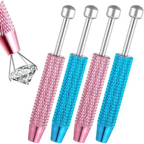 4 Pcs Piercing Ball Grabber Tool Jeweler Pick Up Tool Zinc Alloy 4 Prongs Piercing Pliers Holder Gem Tweezers Picker Tools for Craft Small Parts Rhinestone Tiny Tiny Objects Components