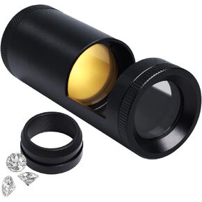Portable Polariscope, Professional Handheld Polariscope Dual Lens Optical Glass 93mm Length with Built-in LED Light Durable Aluminum Body for Jeweler, Jewelry Tools, Gemstones, Gemologist, etc.