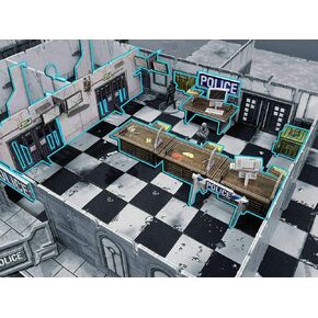 Battle Systems Urban Apocalypse Terrain Police Precinct - 28-35mm RPG/Wargames 40k Crisis Protocol Modern Zombies Card Scenery
