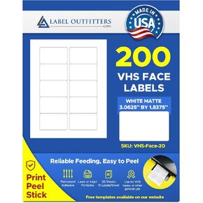 200 Label Outfitters® VHS Video Tape Face Labels, 20 Sheets