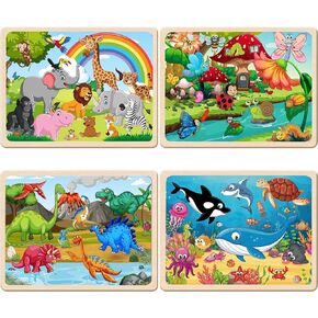 Large Puzzles for Kids Ages 4-6, 24 Piece Wooden Puzzles for Toddlers 2-4,Jigsaw Puzzles for Kids Ages 3-5,Preschool Educational Puzzles Board Toys Gifts for 3 4 5 6 Boys Girls