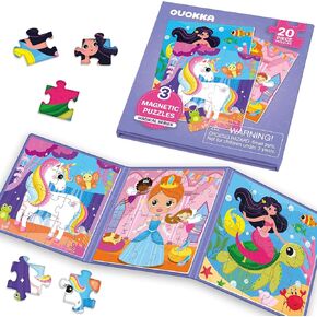 QUOKKA Magnetic Toddler Puzzles Ages 2-4 - 20 Pieces Kids Puzzles Ages 3-5 - Travel Games for Kids 4-6 - Animal Toddler Travel Toys - Car Airplane Road Trip Activities for Boys and Girls