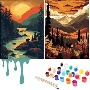 HKLIOPU Paint by Numbers Kit for Adults,16" Wx16 L 2 Pack Canvas for Painting Kits for Beginners in Colorful Box-Colorful Floral DIY Drawing Paintworks Artwork,Without Frame for Home Wall Decor