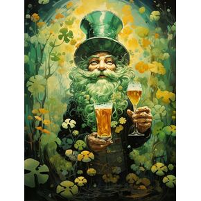 SKRYUIE Paint by Numbers Kit for Adults Beginner St Patrick's Day, Acrylic Beer Oil Painting by Numbers Kits with PaintBrushes Paintwork Art Crafts Canvas for Home Decor 16x20 inch