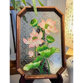 Cloisonne Enamel Painting DIY Kit for Adults Beginners, DIY Lotus Pattern Filigree Enamel Painting Kit, DIY Pink Flower Filigree Enamel Glass Serving Tray, Make Your Own Home Decorative Tray