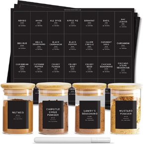 250 White Spice Labels by ThreeKin | Waterproof & Oil-Resistant Pre-Printed Stickers for Spice Jars | Durable, BPA-Free Seasoning Labels | Easy-Clean, No-Residue Design | Proudly Female & USA Owned