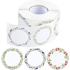 500 Pcs 2" Canning Jar Labels Stickers, Mason Jars Lids Spice Labels Bottle Labels with 3 Pattern Designs,Round Floral Stickers for Baked Packaging, Cookie Bags, Crafts,(whtie)