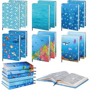 12 حزمة أغلفة الكتب Jumbo القابلة للامتداد ، حامي الكتب غلاف للكتب غلاف عادي تصل إلى 9 × 11 بوصة ، أغطية الكتب المدرسية القابلة للغسل وقابلة لإعادة الاستخدام (المحيط) (المحيط)