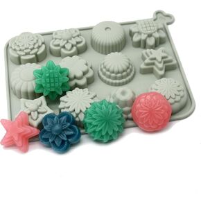 X-Haibei Round Flower Star Bar Silicone Mold – 1.7inch Diameter per Cavity – Perfect for Chocolate, Guest Sample Soap, Lotion Bars, and DIY Crafts – Food-Grade, Easy Release, Glossy Finish