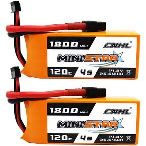 CNHL 1800mAh 4S Lipo Battery 14.8V 120C with XT60 Plug for RC Airplane Boat Heli Airplane Drone FPV Racing Hobby (2 Packs)