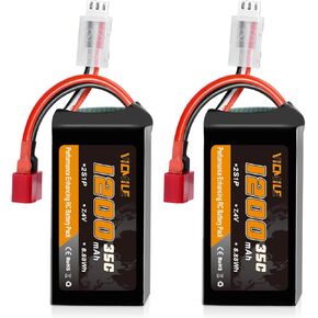 7.4V Lipo Battery 1200mAh 2S 35C High Discharge Rate Rechargeable Battery with Dean-Style T Plug Fit for WLtoys A949 A959 A969 A979 K929 Most 1/10 1/16 1/18 1/24 RC Car Truck