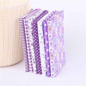 7Pcs Purple Cotton Craft Fabric Bundle Squares Patchwork, DIY Sewing Scrapbooking Quilting Floral Dot Pattern, Craft and Hobby Fabric, Crafts and Sewing 10 x 10 (25cm x 25cm)