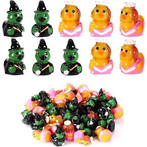 40pcs Small Resin Ducks, 2 Styles Tiny Good & Bad Mini Resin Animals Miniature Plastic Figurines for Halloween DIY Aquarium Garden Office Decoration