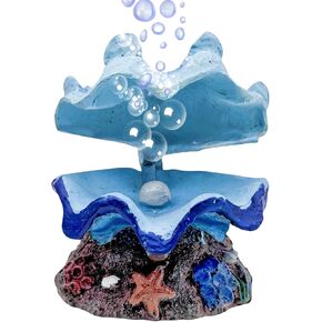 Aquarium Shell Decor Air Bubble Maker, Fish Tank Aerating Auto Open & Close Shell Bubbler Ornament, Tropical Clam Fish Tank Decor for Small to Large Tank Shrimp Crab Betta Tank (Blue)