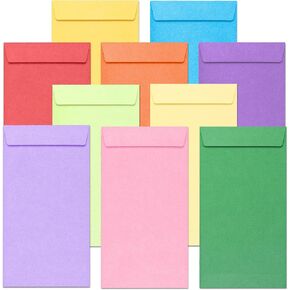 Money Envelopes for Cash, 100-Count Colorful Envelopes for Cash Gifts, Saving Challenges, Coins, Checks, Seeds, Small Items, 3.5 x 6.5 Inches, Color Pop Collection, 10 Colors