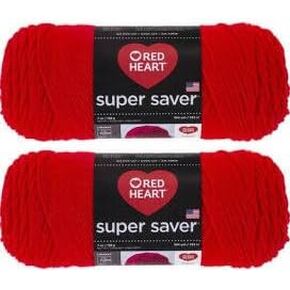 Bulk Buy: Red Heart Super Saver (2-Pack) (Hot Red, 7 oz Each Skein)