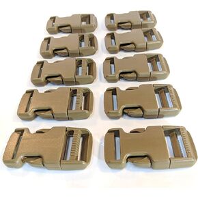 Mojave (10 Pack) 1" inch(25mm) Quick Side Release Buckle Flat -in Coyote Brown (Color) - Manufactured by “National Molding,Duraflex," - Made in USA (10)