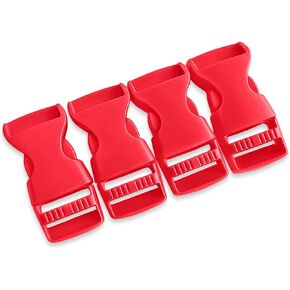 4 Pcs Red Side Release Plastic Buckles 3/4 Inch (20mm) - Quick Clips for Backpack Strap Replacement Repair, Webbing Straps, Dog Collar Buckle, Wide Paracord, Survival Tactical Bracelet