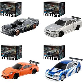 RC Drift Racing Cars, 1/43 Scale 4WD 2.4G Remote Control High Speed Racing Vehicle with Lights Kit, Mini Drift Car for Adults (RTR Version)
