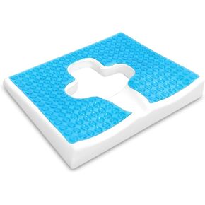 Anti Bedsore Cushion, Breathe Freely Fiber Material Bedsore Cushions for Butt, T Shaped Opening Triangular Slope Design Anti Decubitus Cushion for Elderly, Bedridden, Disabled (Blue)