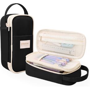 SKYDUE Large Capacity Pencil Case Organizer - Aesthetic School Supply Bag for Students & Adults, Zippered Pencil Pouch with Multi-Compartment Purple