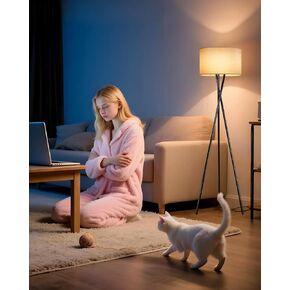 Lightdot Gold Tripod Floor Lamp, Modern Floor Lamp for Living Room, Standing Lamp with Linen Shade, E26 Bulb Included, 66" Tall Floor Lamp for Bedroom, Home Office