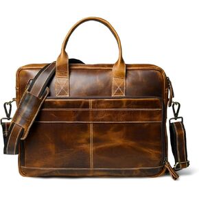 Leather Briefcase for Men Laptop Bag for Office, Business & Travel Unisex Satchel and Messenger Bag for Men and Women Full Grain Leather