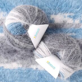 Katech Gradient Cake Yarn for Crocheting-Wool Knitting Yarn-Super Soft-2 Pack of 100g/3.52 oz-35% Plush Wool 30% Acrylic,35% Nylon- (Worsted)-Perfect for Blankets, Scarves, Shawls and Garments (F)