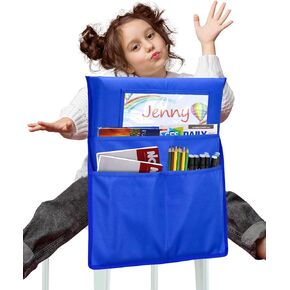 EAONE Chair Pockets for Classrooms Set of 24, Large Capacity Seat Pockets Organizer 17" x 19", Back of Chair Storage Bag with DIY Name Tags for Student School Classroom Supplies, Black