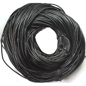 2 mm Black Leather Cord 100 Meter Hank (109 Yards)