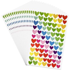18 Sheets 1512 Pcs Heart Stickers, Colorful and Varied Stickers for Kids, Small Heart Stickers for Crafts & Journals