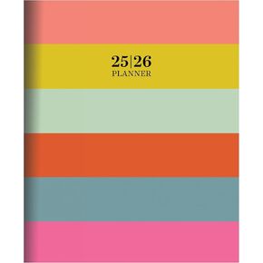 TF Publishing July 2025 - June 2026 Super Stripe Large Monthly Planner with Thick Paper - 12 Month Academic Planner 2025-2026 with 2-Page Spreads, Large Calendar Grids and Prompts - 9in x 11in