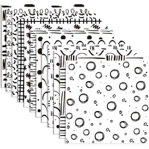 24 Sheets Black White Doodle Pattern Paper Black White Hand-Drawn Doodle Scrapbook Paper - 11.8" x 11.8" Hand Drawn Squiggles and Dots Patterned Double-Sided Decorative Craft Papers for Cardmaking