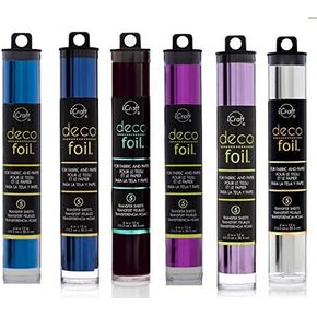 Deco Foil - Transfer Sheets - "Twilight" - Bundle of SIX Colors: Ocean Blue, Deep Blue, Black, Purple, Lilac, and Silver